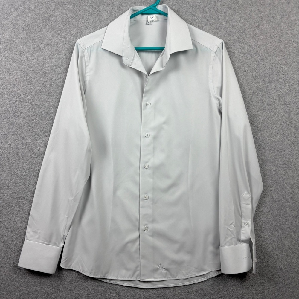 State & Liberty Dress Shirt Mens Small Gray Geometric Athletic Fit Button Up
